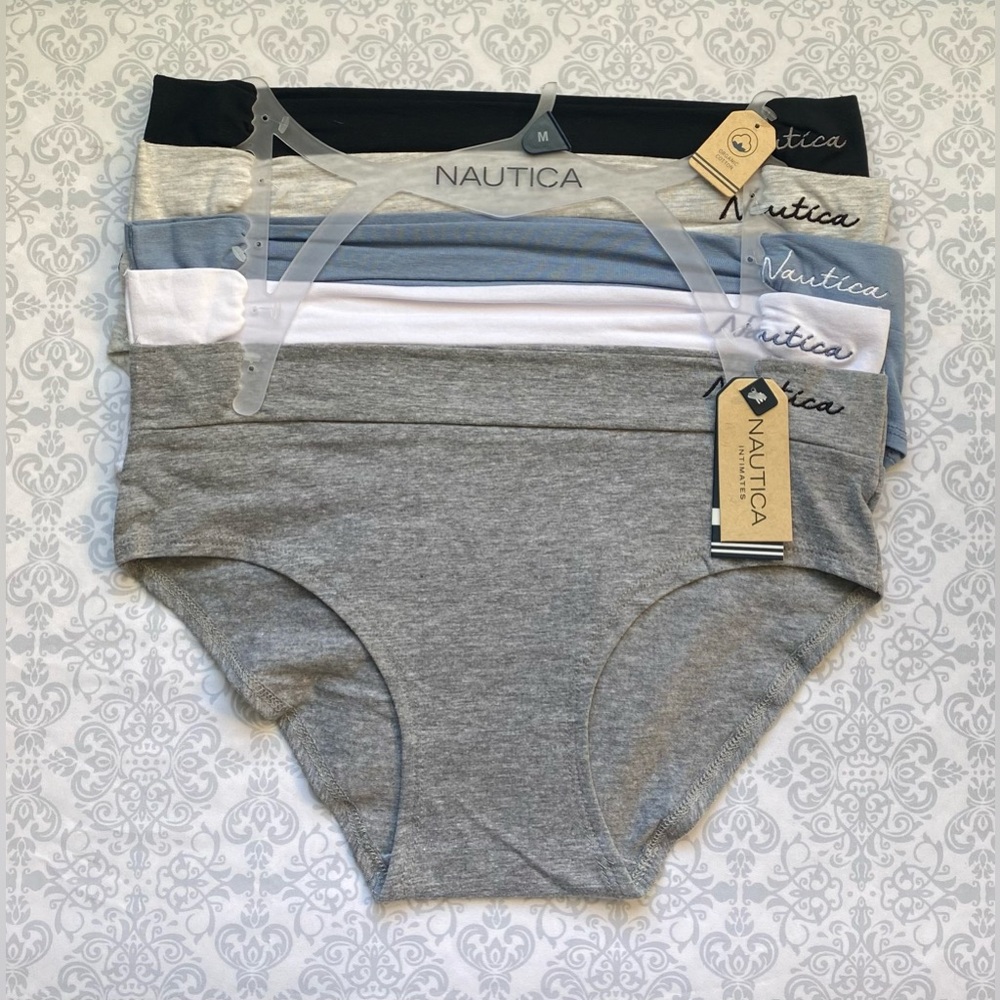 NWT Nautica Intimates Organic Cotton Hipster Panties, 5-Pack